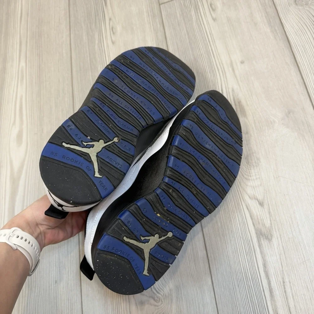Air Jordan 10 / Mens 9.5 Retro 2018 Orlando Black White‎ Royal Lace Up 310805